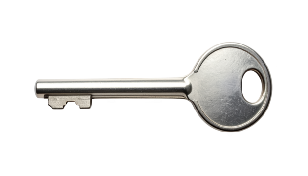 Silver key isolated on transparent background - Powered by Adobe