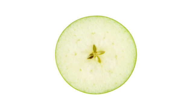 Slice of green apple isolated on transparent background
