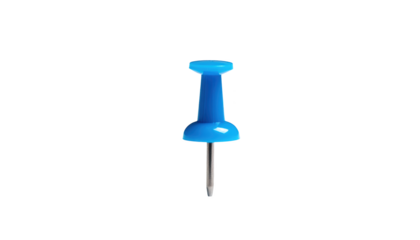 A single blue pushpin isolated on transparent background
