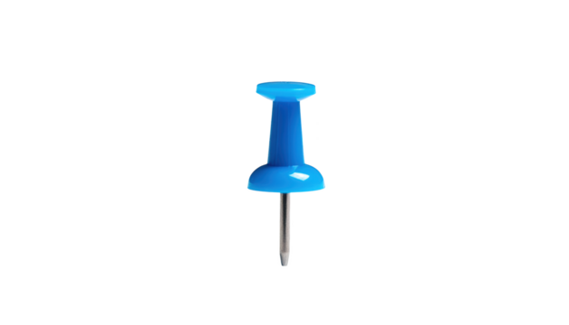 A single blue pushpin isolated on transparent background