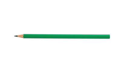 Green colored pencil isolated on transparent background