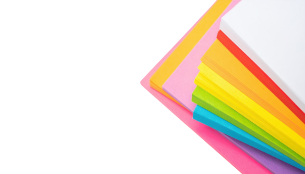 Stack of colorful tissue paper sheets isolated on transparent background