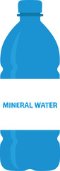 Blue Plastic Mineral Water Bottle Flat Vector Illustration. Ideal for health, hydration, packaging, and infographics.