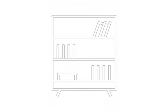 Bookshelf line icon, library furniture with books, representing education, knowledge, and learning