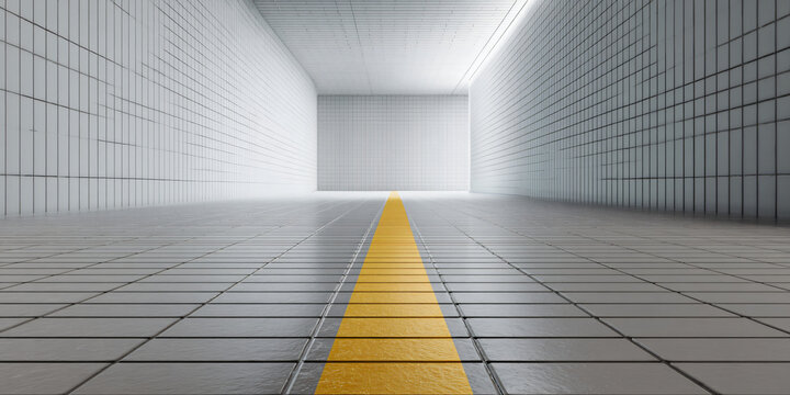 Fototapeta Minimalist Conceptual Artwork Capturing the Essence of a Simple Painted Road Line on a Serene Surface