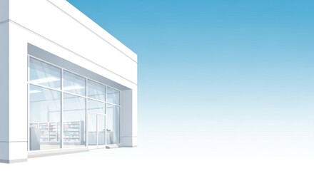 Fototapeta premium Architectural rendering of a pristine white store front with large windows
