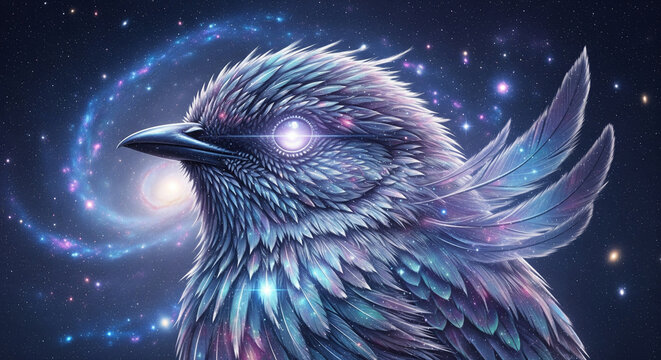 illustration of a bird's head with beautiful colors