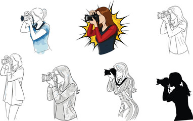 Funny cartoon animal character set illustration for children's coloring book with cat, dog, and bear vector sketch drawing