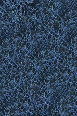 Abstract textile with spot texture: blue mother-of-pearl lurex on a black background.