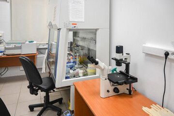 In a modern biological laboratory.