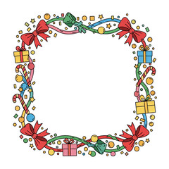 Vibrant Continuous Flowing Celebratory Template Featuring Confetti, Gifts, Bows, And Candy Canes.