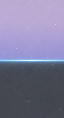 Obraz premium A serene cosmic horizon with a glowing blue line separating a purple starry sky from a dark, star-dusted surface.