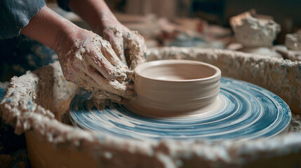 “Hands-on pottery class: learning wheel throwing to create ceramic bowls.”