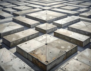 Abstract concrete geometric shapes creating a textured architectural pattern