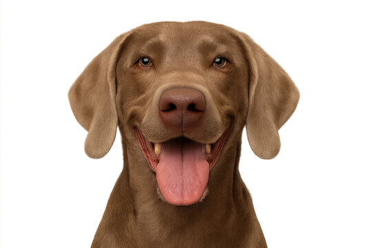 Weimaraner dog looking at camera with happy expression, tongue out in a warm portrait on transparent background - Powered by Adobe
