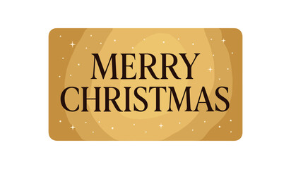 Flat vector illustration with text MERRY CHRISTMAS elegant serif typography on golden gradient background with tiny sparkles minimal festive vector banner isolated on white background
