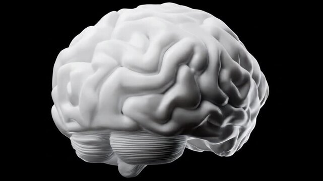 Three dimensional rendering of a human brain isolated on a dark background