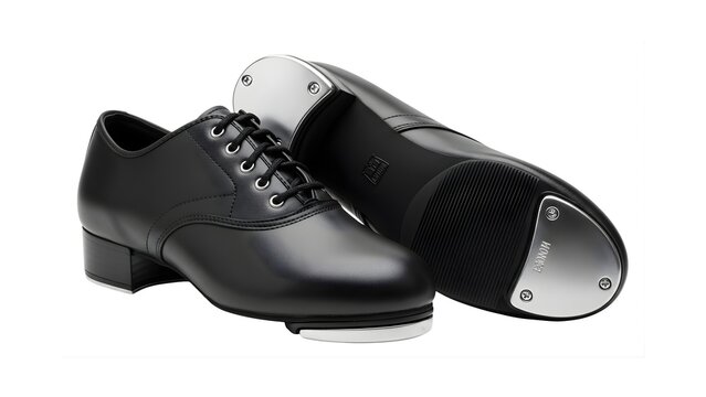 Buy the best black leather tap dance shoes for women and men professional dance shoes for tap dancing on transparent background