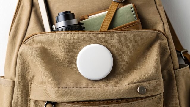 Button pin on canvas backpack mockup badge mockup accessory mockup fabric mockup travel mockup logo mockup fashion mockup patch mockup school mockup casual mockup background image