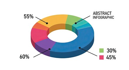 Doughnut Chart Infographic Data Distribution with Energetic, Isometric Shapes..jpeg