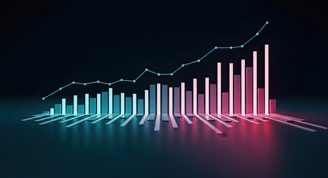 Dynamic Bar Chart Technological Progress Illuminated with Energetic Precision..jpeg - Powered by Adobe