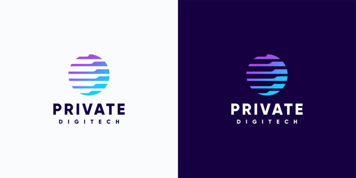 A series of digital tech privacy point logo designs and business cards. For technology, internet, systems, Artificial Intelligence, and computer symbols. Modern inspirational logo designs.