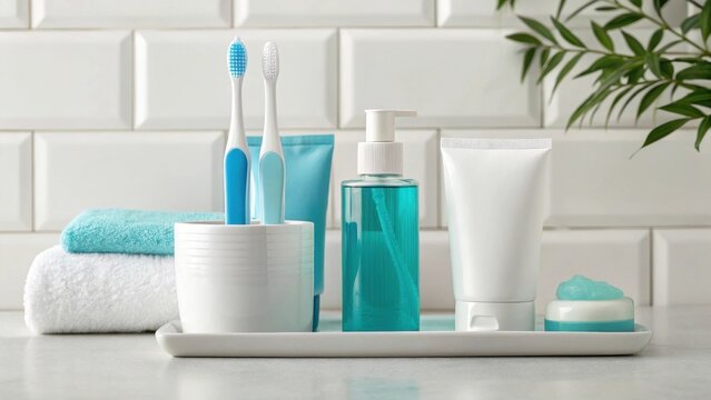 Dental care kit mockup toothbrush mockup toothpaste mockup floss mockup hygiene mockup travel mockup health mockup case mockup clean mockup background image