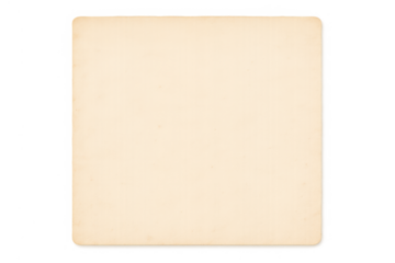 Vintage aged paper texture blank square with rounded corners banner on cutout and transparent background