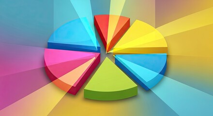 Obraz premium Pie Chart Abstraction Market Share Distribution with Vibrant Playfulness..jpeg