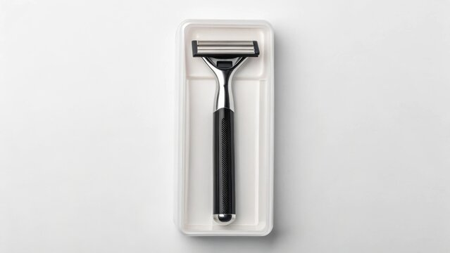 Disposable razor in packaging mockup grooming mockup shave mockup plastic mockup blades mockup handle mockup retail mockup hygiene mockup men mockup background image
