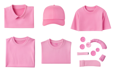 Inspirational set of products designed to motivate and unite communities in support of breast cancer fighters isolated on transparent background PNG