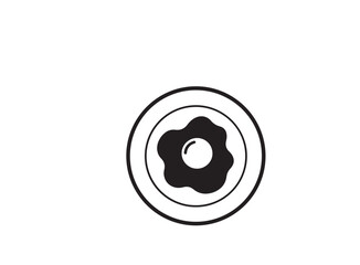 Fried Egg Icon in Concentric Circles, Minimalist Breakfast Symbol Vector