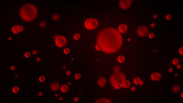 Bacteria, virus and Red infecting blood cells, traveling through a vein. bubble particle in blood, human body science biology virus infection blood cell and immune concept 3D rendering animation.