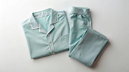 Folded pajama set mockup apparel mockup sleepwear mockup cozy mockup cotton mockup pattern mockup label mockup bedroom mockup comfy mockup background image