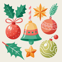 Watercolor festive ornaments bell collection