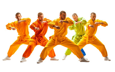 Creative depiction of team conditioning and coordination drills with focus on fitness and agility isolated on transparent background PNG