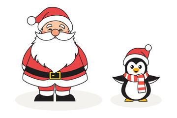 Santa Claus and a penguin Christmas character illustration