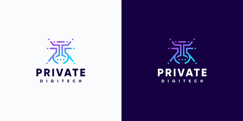 A series of digital tech privacy point logo designs and business cards. For technology, internet, systems, Artificial Intelligence, and computer symbols. Modern inspirational logo designs.