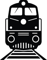 A simple black and white illustration of a classic diesel locomotive © msunny93