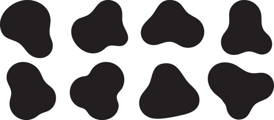 Abstract organic black blobs and shapes on a white background for design elements