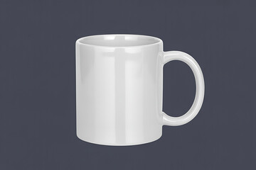 Obraz premium White ceramic mug with handle on a dark background