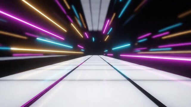 Hyper Speed Neon Light Tunnel Motion Background