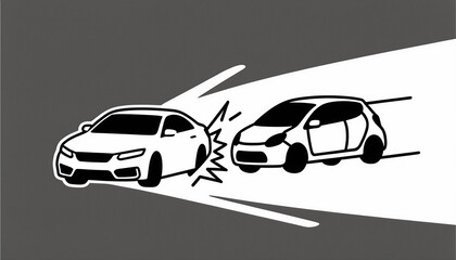 Car collision graphic depicting two cars in an accident scenario  