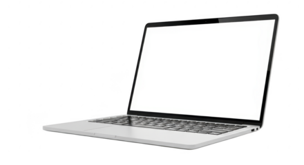 Modern silver laptop with blank screen for creative content display