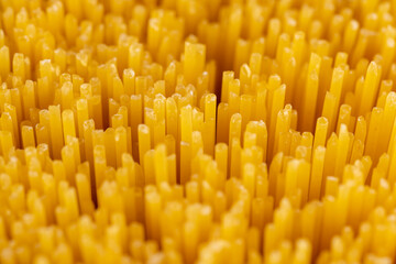 thin long hard yellow spaghetti made from flour using water , not cooked , hard spaghetti made from high-quality wheat flour