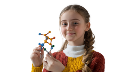 Motivational youth moment highlighting curiosity, knowledge, and accomplishment in science education isolated on transparent background PNG