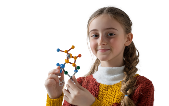 Motivational youth moment highlighting curiosity, knowledge, and accomplishment in science education isolated on transparent background PNG