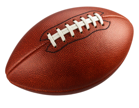 Spinning American Football with Motion Blur Trail, Front Angle, Isolated on Transparent Background
