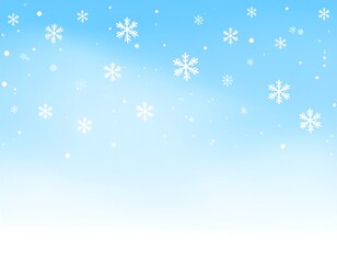 Delicate snowfall: A serene background with white snowflakes against a blue gradient