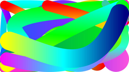 Abstract digital art with vibrant, overlapping, multi-colored gradient shapes on a white background.